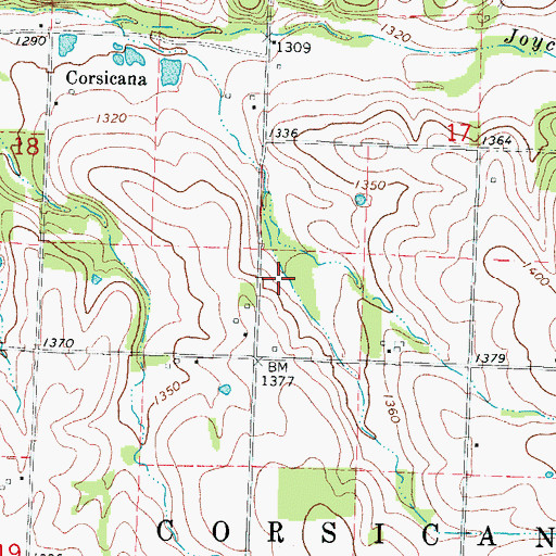 Topographic Map of Township of Corsicana, MO