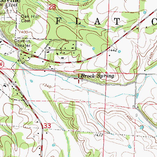 Topographic Map of Township of Flat Creek, MO