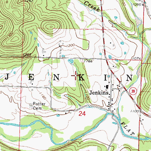 Topographic Map of Township of Jenkins, MO