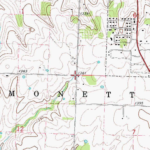 Topographic Map of Township of Monett, MO