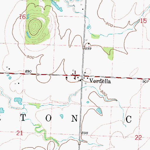 Topographic Map of Township of Barton City, MO