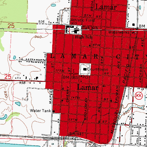 Topographic Map of Township of City, MO