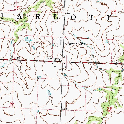 Topographic Map of Township of Charlotte, MO