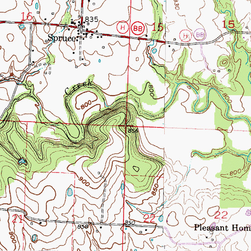 Topographic Map of Township of Deepwater, MO