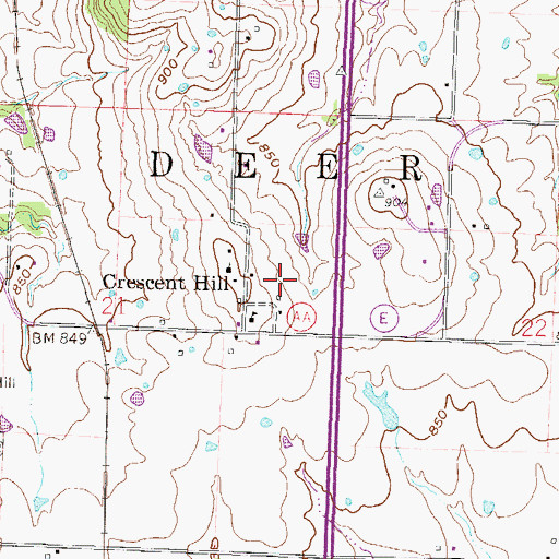 Topographic Map of Township of Deer Creek, MO