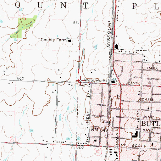 Topographic Map of Township of Mount Pleasant, MO