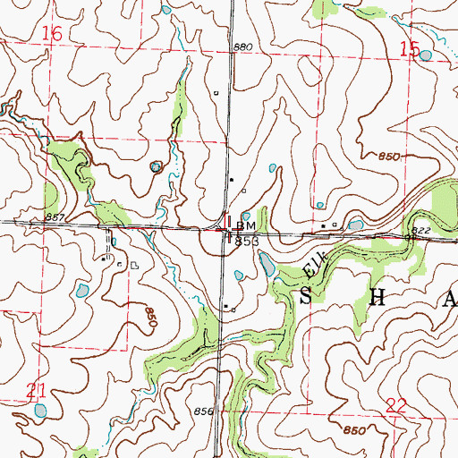 Topographic Map of Township of Shawnee, MO
