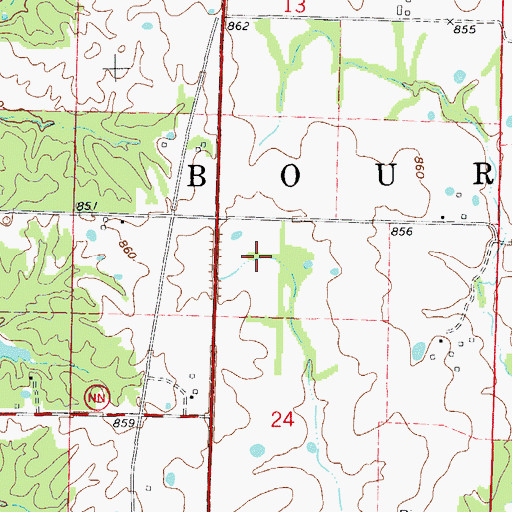 Topographic Map of Township of Bourbon, MO