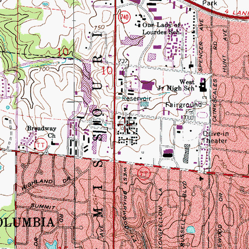 Topographic Map of Township of Missouri, MO