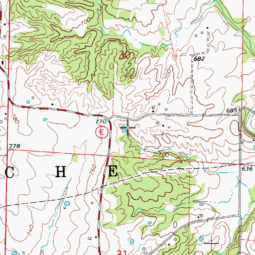 Topographic Map of Township of Perche, MO