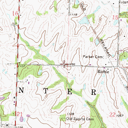 Topographic Map of Township of Center, MO