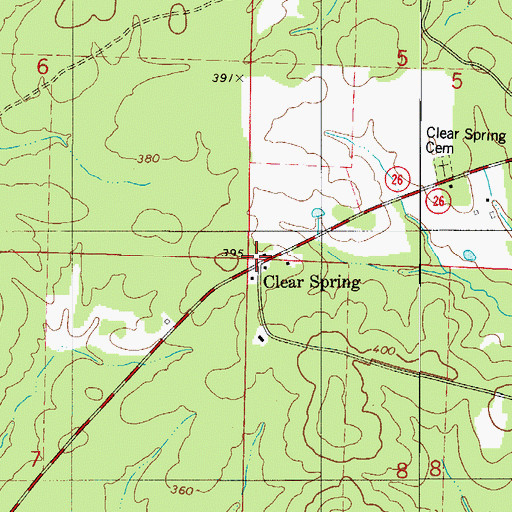 Topographic Map of Clear Spring, AR