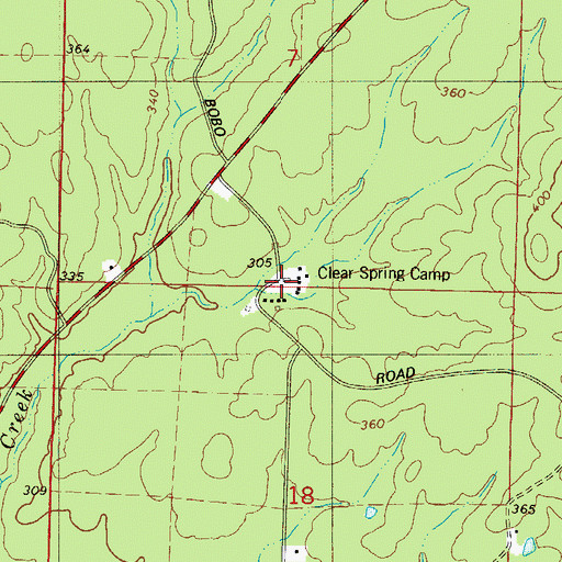 Topographic Map of Clear Spring Camp, AR