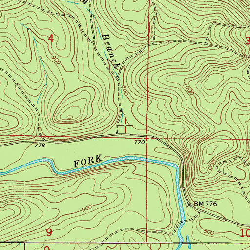 Topographic Map of Clenny Branch, AR