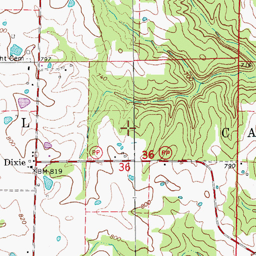 Topographic Map of Township of Caldwell, MO