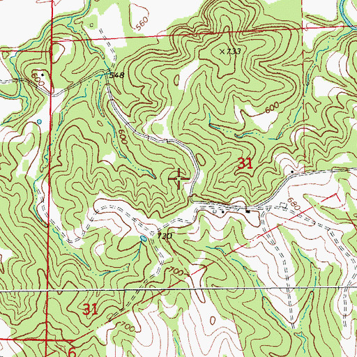 Topographic Map of Township of Cote Sans Dessein, MO