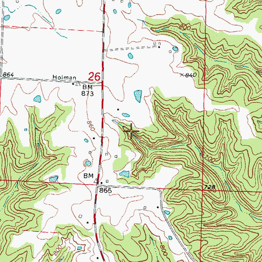 Topographic Map of Township of Saint Aubert, MO