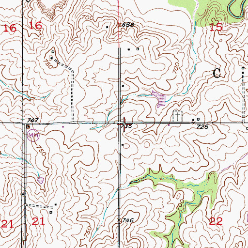 Topographic Map of Township of Combs, MO