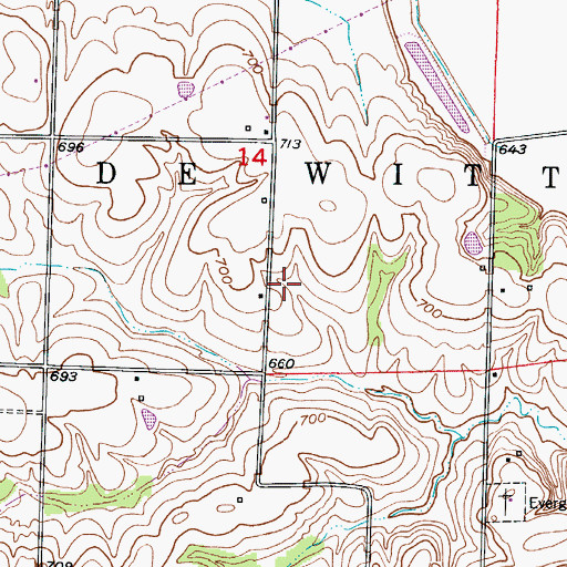 Topographic Map of Township of De Witt, MO