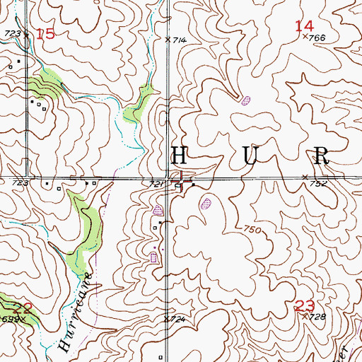 Topographic Map of Township of Hurricane, MO
