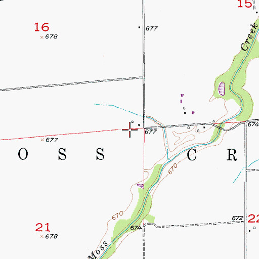 Topographic Map of Township of Moss Creek, MO