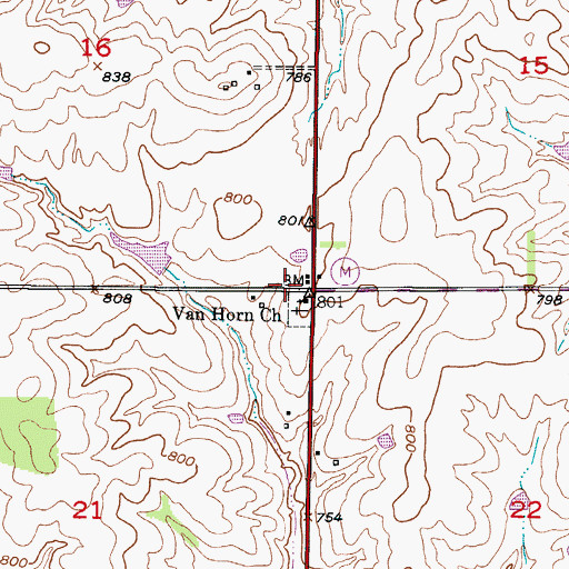 Topographic Map of Township of Van Horn, MO