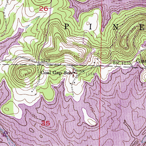 Topographic Map of Coal Gap School, AR