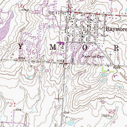 Topographic Map of Township of Raymore, MO