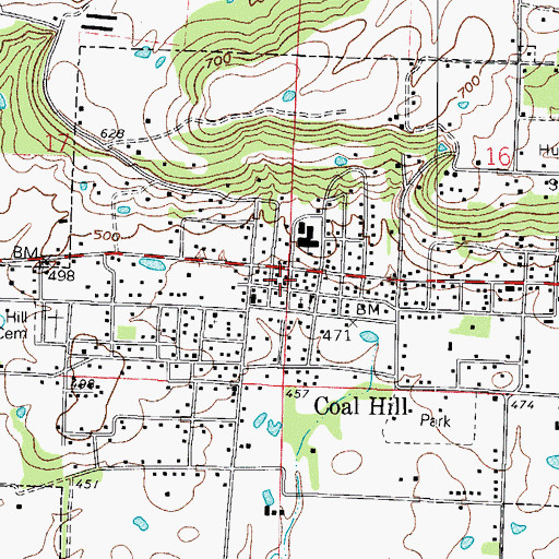 Topographic Map of Coal Hill, AR