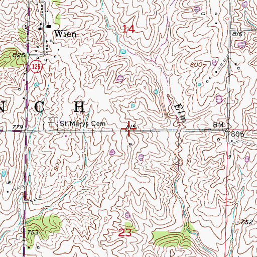 Topographic Map of Township of Bee Branch, MO