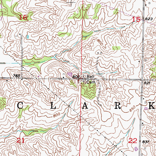 Topographic Map of Township of Clark, MO