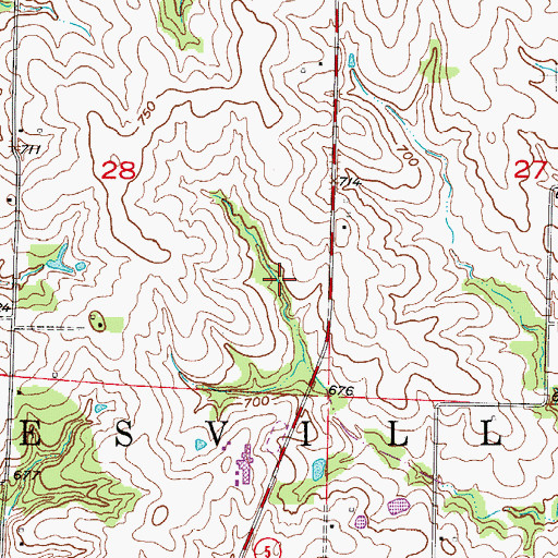 Topographic Map of Township of Keytesville, MO