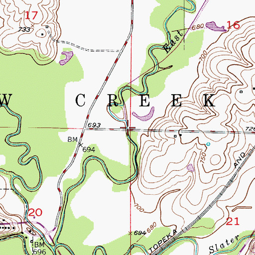 Topographic Map of Township of Yellow Creek, MO