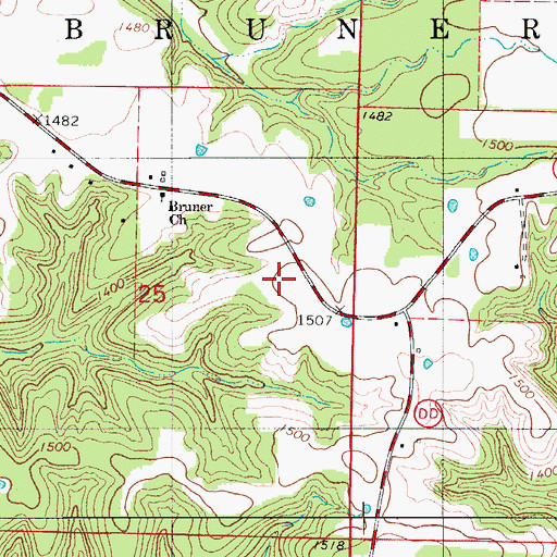 Topographic Map of Township of Bruner, MO