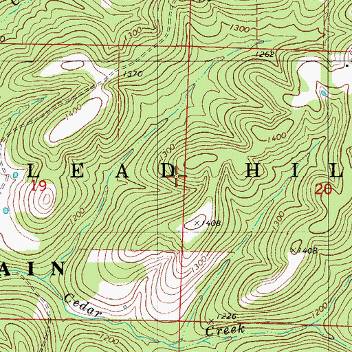 Topographic Map of Township of Lead Hill, MO