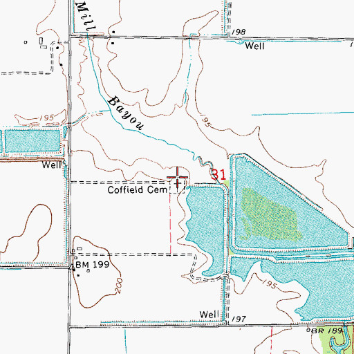 Topographic Map of Coffield Cemetery, AR