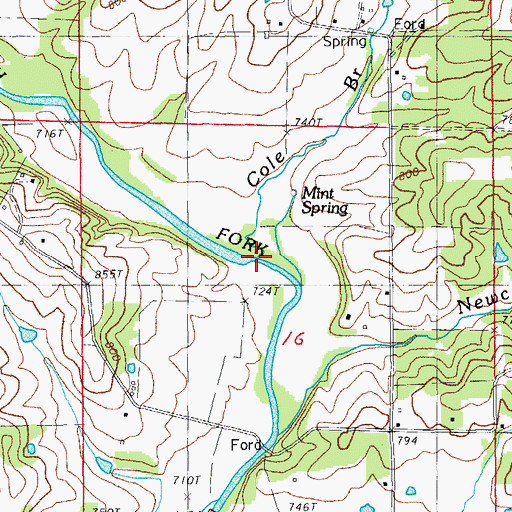 Topographic Map of Cole Branch, AR