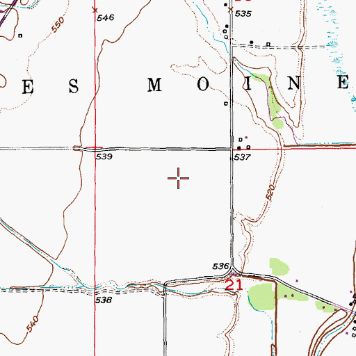 Topographic Map of Township of Des Moines, MO