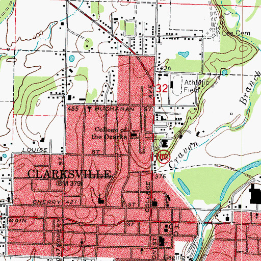 Topographic Map of University of the Ozarks, AR