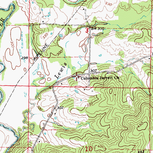 Topographic Map of Columbia Jarrett Baptist Church, AR