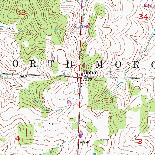 Topographic Map of Township of North Morgan, MO