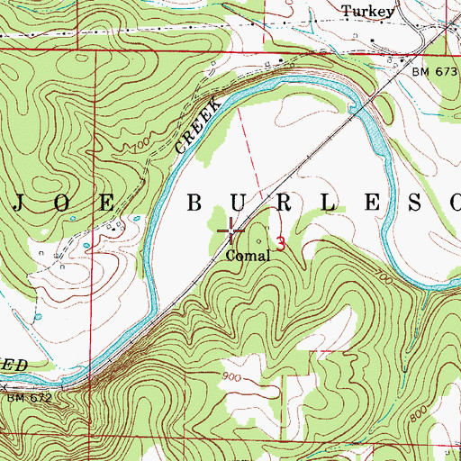 Topographic Map of Comal, AR