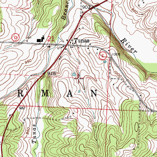 Topographic Map of Township of Sherman, MO