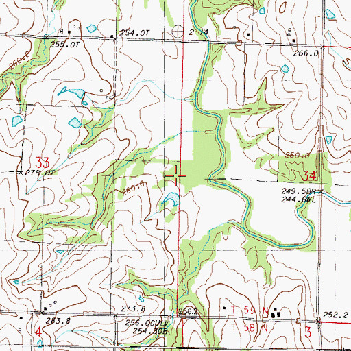 Topographic Map of Township of Adams, MO
