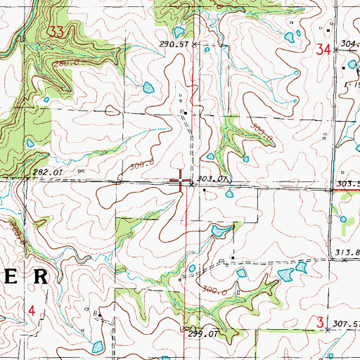 Topographic Map of Township of Grand River, MO