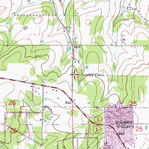 Topographic Map of Conley Cemetery, AR