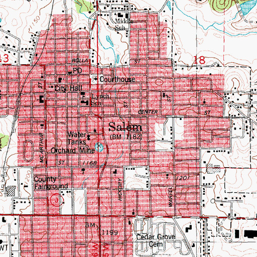 Topographic Map of Township of Spring Creek (historical), MO
