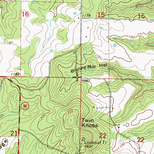 Topographic Map of Township of Bryan, MO