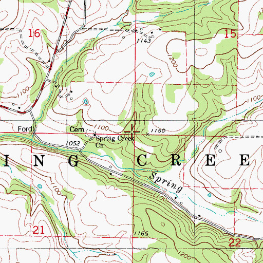 Topographic Map of Township of Spring Creek, MO