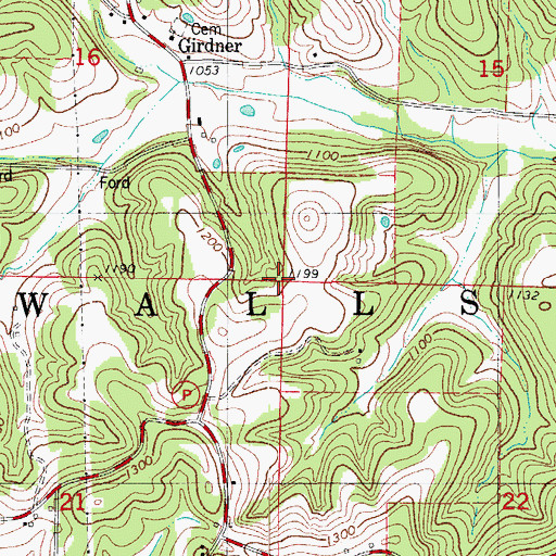 Topographic Map of Township of Walls, MO